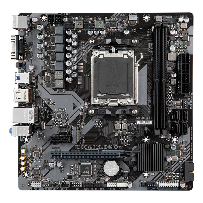 GIGABYTE B650M S2H Carte mère - AMD Ryzen série 9000, VRM 5+2+2 phases, jusqu'à 6400 MHz DDR5 (OC), 1xPCIe 4.0 M.2, LAN GbE, USB 3.2 Gen 1