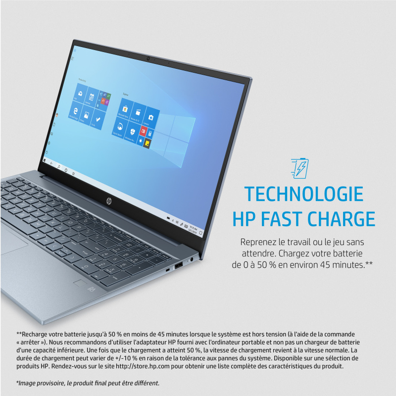 HP Pavilion 15-eg0074nf Intel® Core™ i5 i5-1135G7 Ordinateur portable 39,6 cm (15.6") Full HD 16 Go DDR4-SDRAM 512 Go SSD Wi-Fi 6 (802.11ax) Windows 11 Home Argent