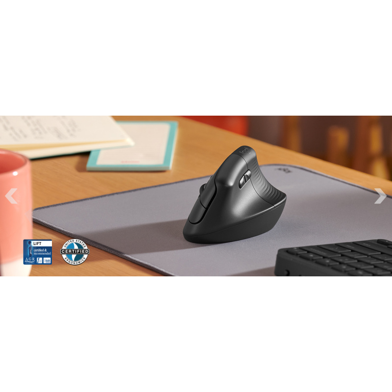 Logitech Lift souris Bureau Droitier RF sans fil + Bluetooth Optique 4000 DPI