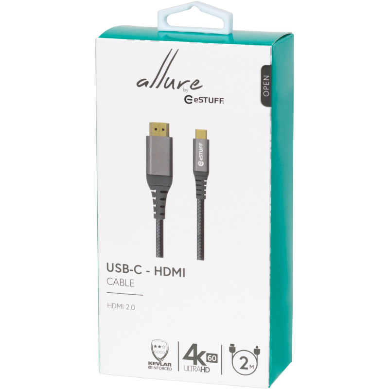 eSTUFF ES607102 changeur de genre de câble HDMI USB C Gris