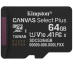 Kingston Technology 64GB microSDXC Canvas Select Plus Gen3 100MB/s A1 (Adaptateur SD inclus)