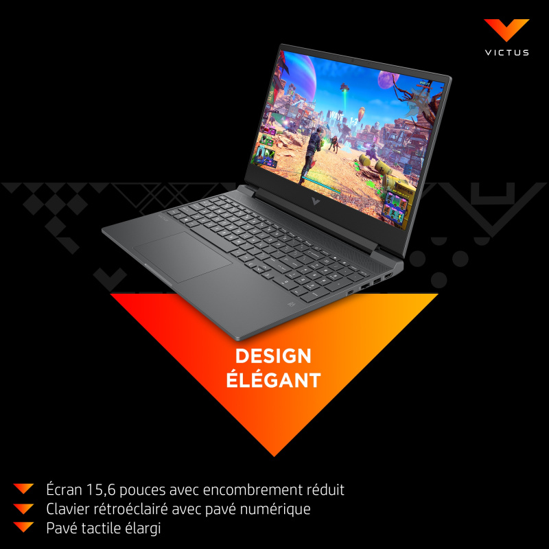 HP Victus Gaming Laptop 15-fa0026nf Intel® Core™ i5 i5-12450H Ordinateur portable 39,6 cm (15.6") Full HD 16 Go DDR4-SDRAM 512 Go SSD NVIDIA GeForce RTX 3050 Wi-Fi 6 (802.11ax) Windows 11 Home Noir