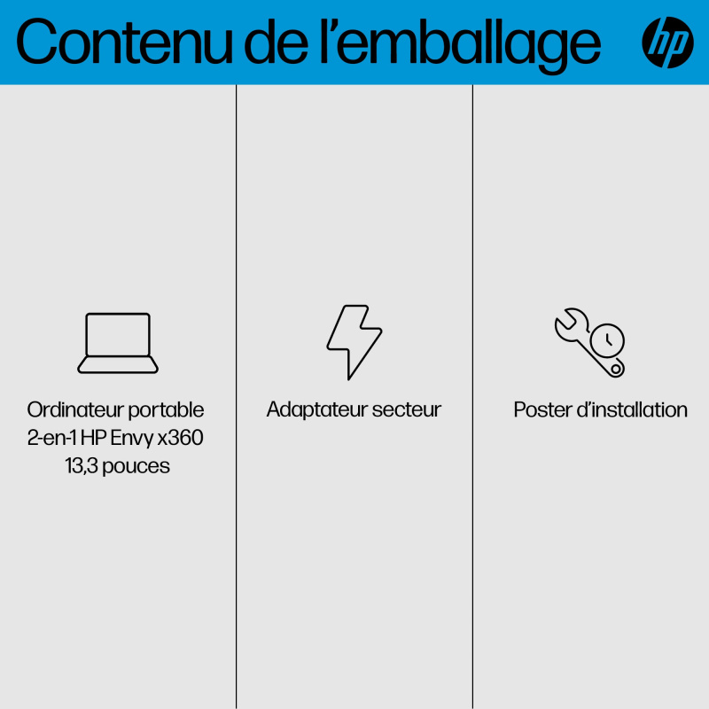 HP ENVY x360 13-bf0012nf Intel® Core™ i7 i7-1250U Hybride (2-en-1) 33,8 cm (13.3") Écran tactile 2.8K 16 Go LPDDR4x-SDRAM 512 Go SSD Wi-Fi 6E (802.11ax) Windows 11 Home Bleu