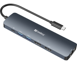 Sandberg 136-43 station d'accueil USB 3.2 Gen 1 (3.1 Gen 1) Type-C Gris