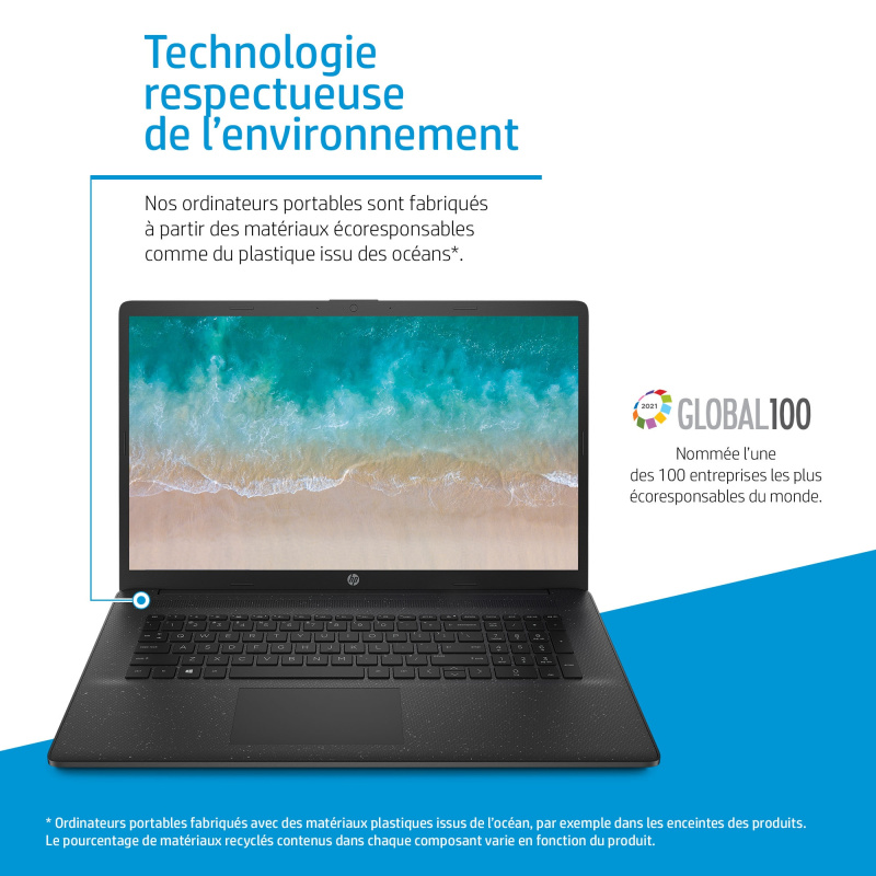 HP 17-cn0301nf Intel® Core™ i5 i5-1135G7 Ordinateur portable 43,9 cm (17.3") Full HD 8 Go DDR4-SDRAM 512 Go SSD Wi-Fi 5 (802.11ac) Windows 11 Home Argent