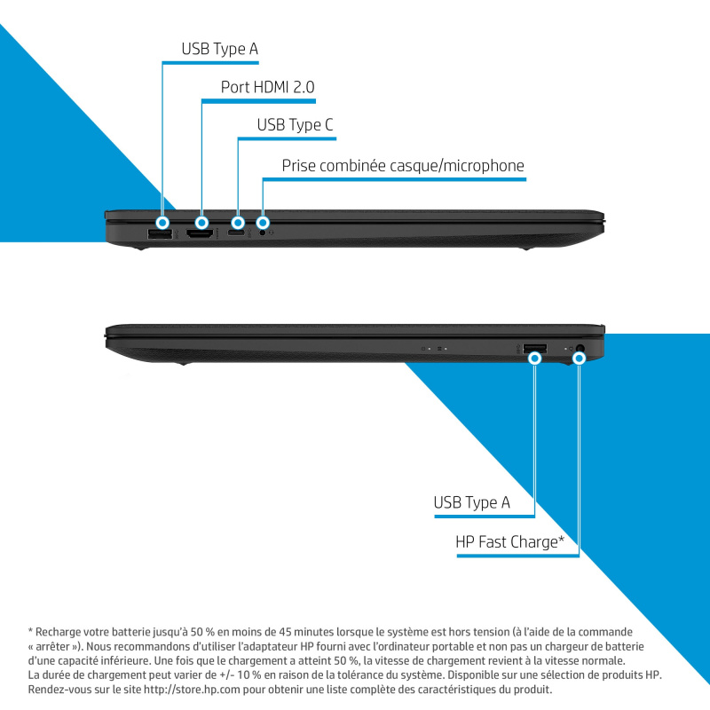 HP 17-cn0301nf Intel® Core™ i5 i5-1135G7 Ordinateur portable 43,9 cm (17.3") Full HD 8 Go DDR4-SDRAM 512 Go SSD Wi-Fi 5 (802.11ac) Windows 11 Home Argent