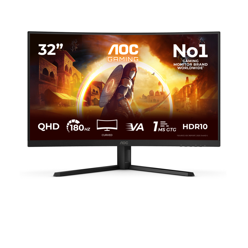 AOC G4 CQ32G4VE écran plat de PC 80 cm (31.5") 2560 x 1440 pixels Quad HD LCD Noir, Gris
