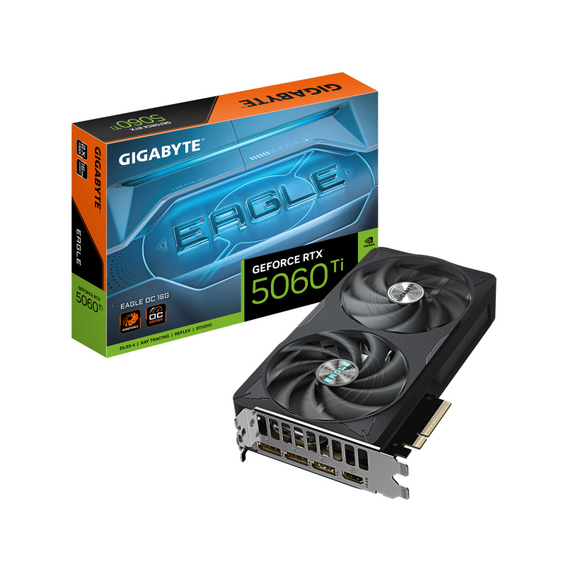 GIGABYTE GeForce RTX 5060 Ti EAGLE OC 16G Carte Graphique – 16 Go GDDR7, 128 bits, PCI-E 5.0, 2617 MHz Fréquence du processeur, 3 x DisplayPort, 1 x HDMI, GV-N506TEAGLE OC-16GD