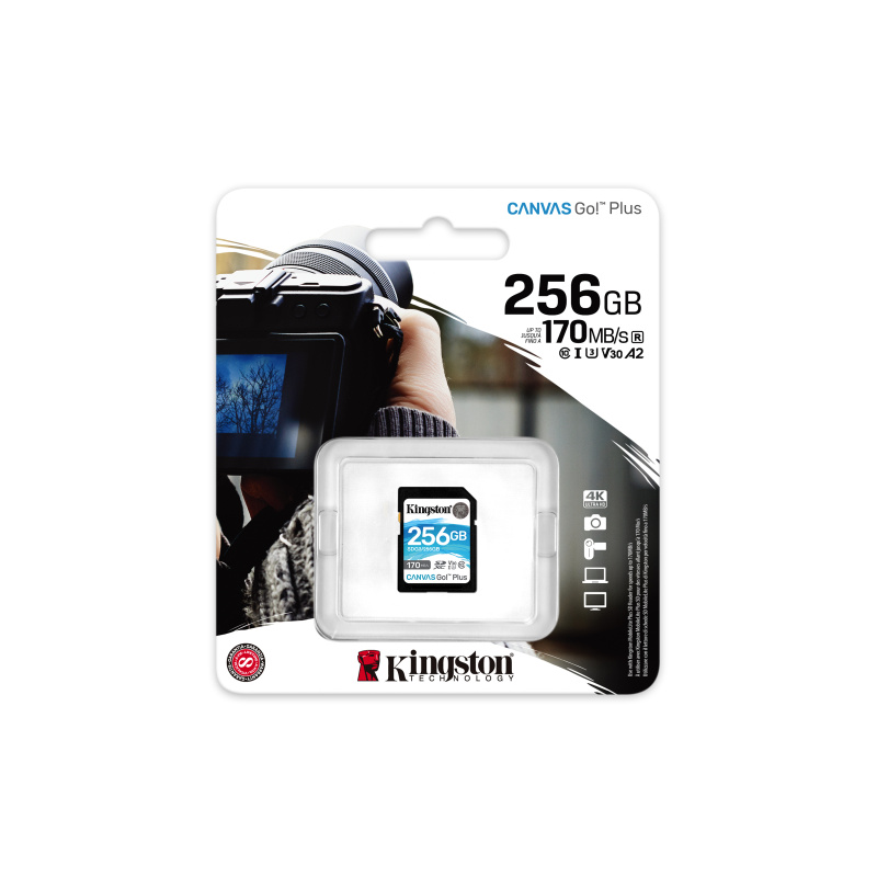 Kingston Technology Canvas Go! Plus Carte SDXC Canvas Go Plus 170R C10 UHS-I U3 V30 de 256 Go