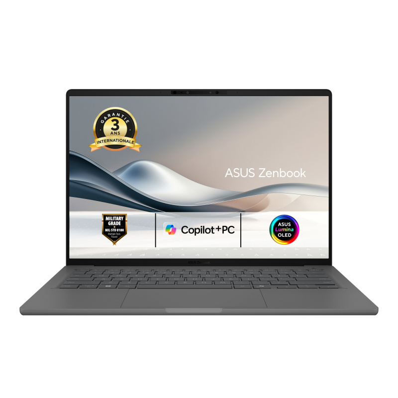 ASUS Zenbook A14 UX3407QA-QD343X Snapdragon X1-26-100 Ordinateur portable 35,6 cm (14") WUXGA 32 Go LPDDR5x-SDRAM 1 To SSD Wi-Fi 6E (802.11ax) Windows 11 Pro Gris
