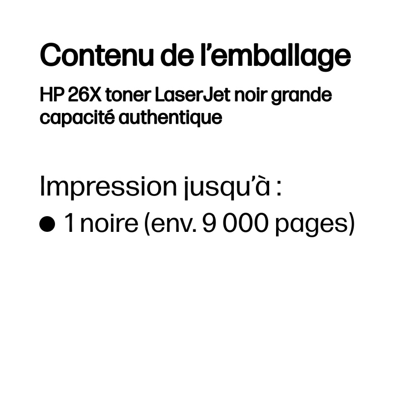 HP 26X toner LaserJet noir grande capacité authentique