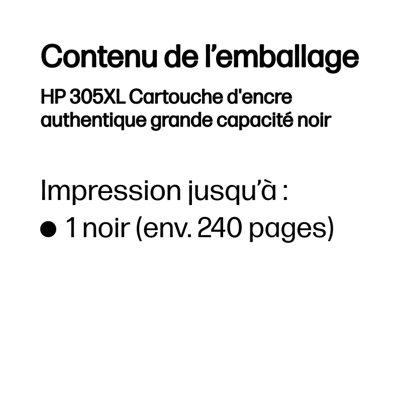 HP 305XL Cartouche d'encre authentique grande capacité noir