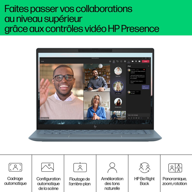 HP Pavilion Plus 14-ew1006nf Intel Core Ultra 7 155H Ordinateur portable 35,6 cm (14") 3K 32 Go LPDDR5x-SDRAM 512 Go SSD Wi-Fi 6E (802.11ax) Windows 11 Home AI PC Argent