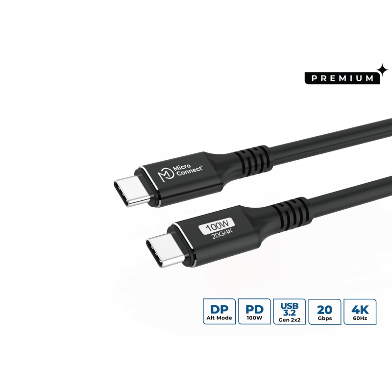 Microconnect USB3.2CC2 câble USB USB 3.2 Gen 2 (3.1 Gen 2) 2 m USB C Noir