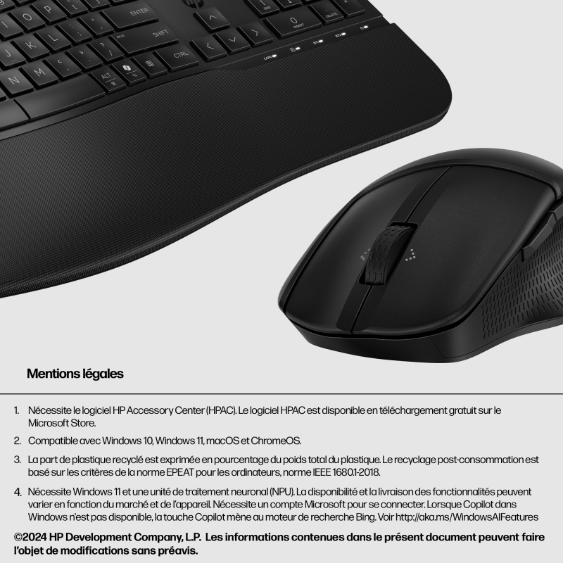 HP STORE 3PL clavier Souris incluse Bureau RF sans fil + Bluetooth Noir