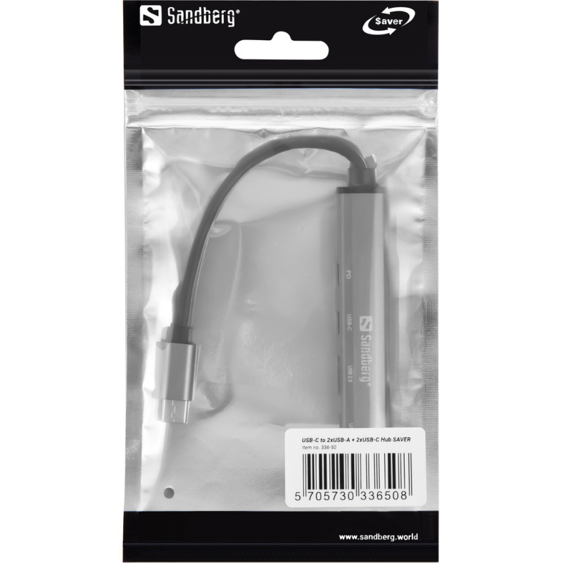 Sandberg 336-50 hub & concentrateur USB Type-C 5000 Mbit/s Gris