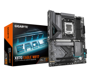 GIGABYTE X870 EAGLE WIFI7 Carte Mère - Prend en charge les processeurs AMD Ryzen 9000, 14+2+2 phases VRM, jusqu'à 8000MHz DDR5 (OC), 1xPCIe 5.0 + 2xPCIe 4.0, Wi-Fi 7, LAN 2,5GbE, USB 4