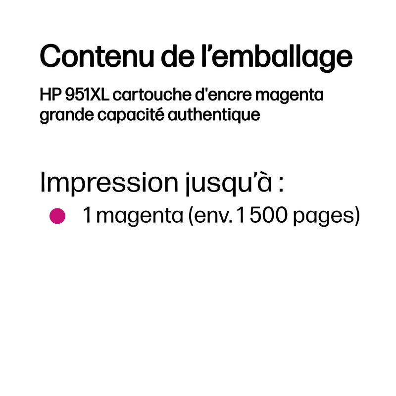 HP 951XL cartouche d'encre magenta grande capacité authentique