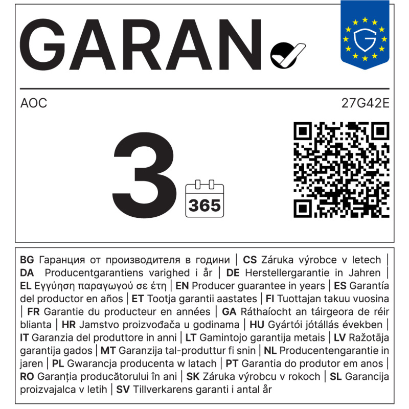 AOC G4 27G42E écran plat de PC 68,6 cm (27") 1920 x 1080 pixels Full HD LCD Noir
