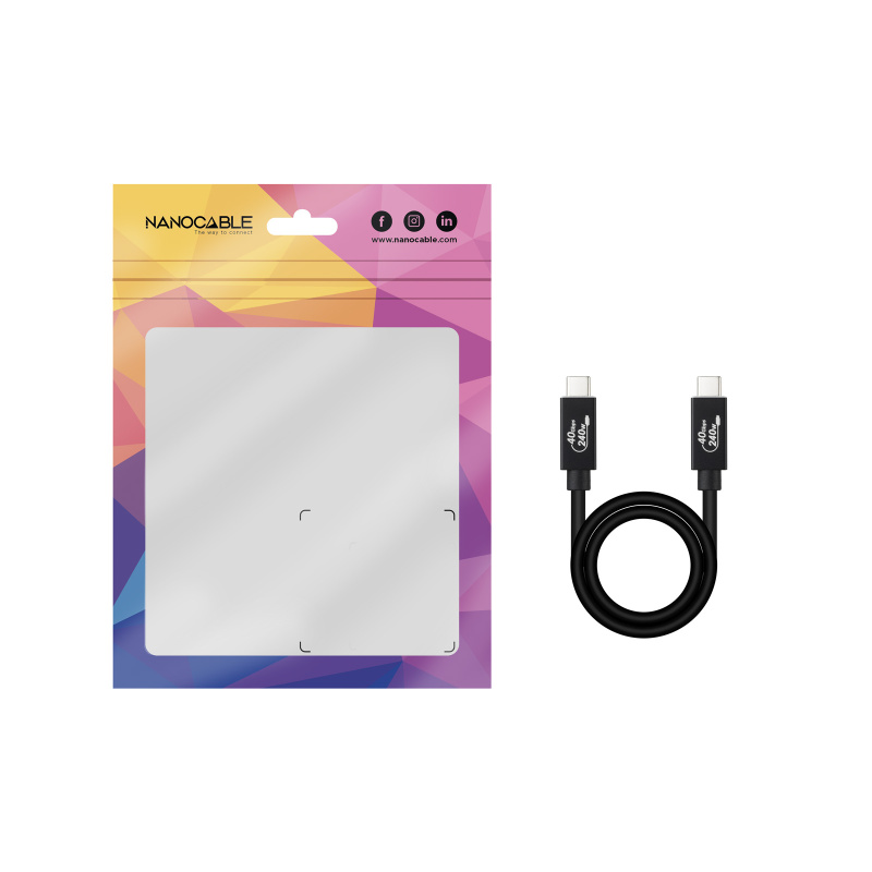 Nanocable 10.01.5001 câble USB USB4 Gen 3x2 1 m USB C 40 Gbit/s 240 W Noir