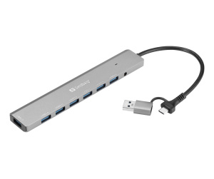 Sandberg 136-66 hub & concentrateur USB 3.2 Gen 1 (3.1 Gen 1) Type-A + Type-C 5000 Mbit/s