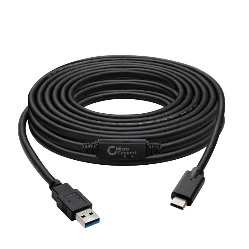 Microconnect USB3.1CA5AMP câble USB USB 3.2 Gen 1 (3.1 Gen 1) 5 m USB C USB A Noir