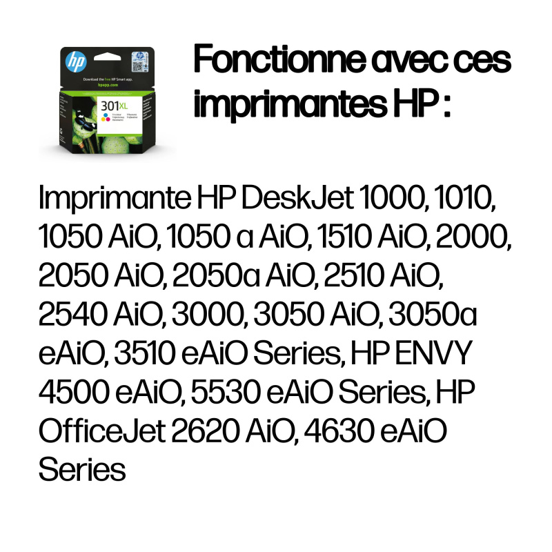 HP 301XL cartouche d'encre trois couleurs grande capacité authentique