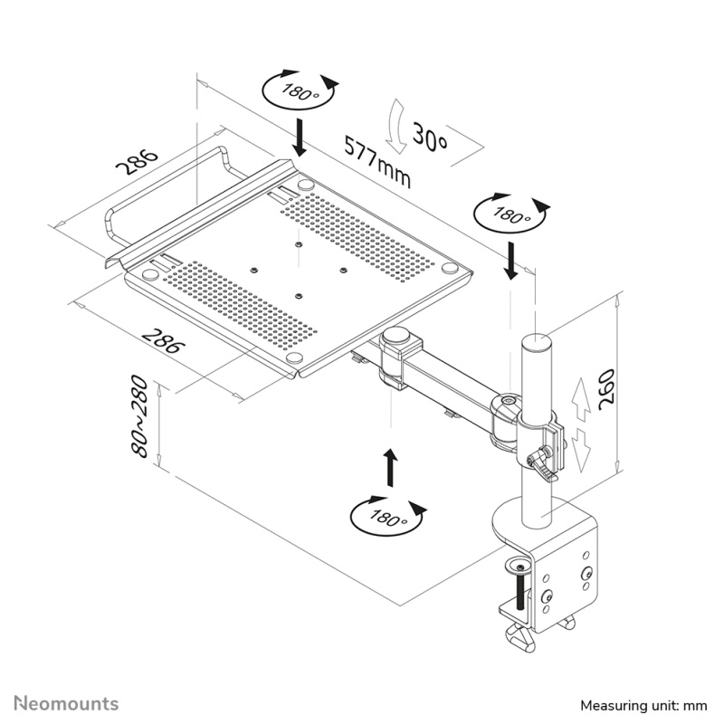 Neomounts NOTEBOOK-D100 Support d'ordinateur portable à fixer 10-22"