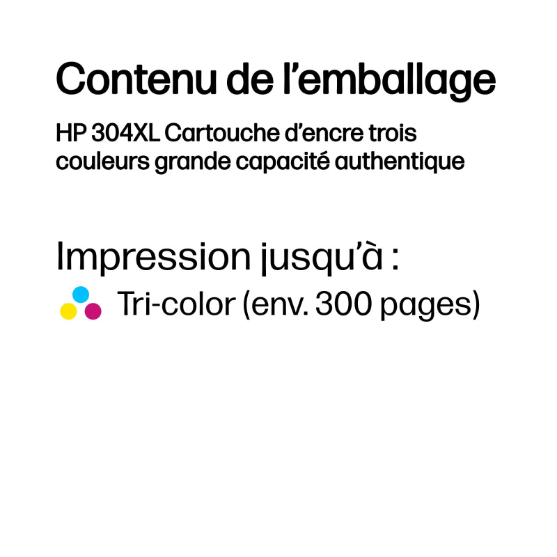 HP 304XL Cartouche d’encre trois couleurs grande capacité authentique