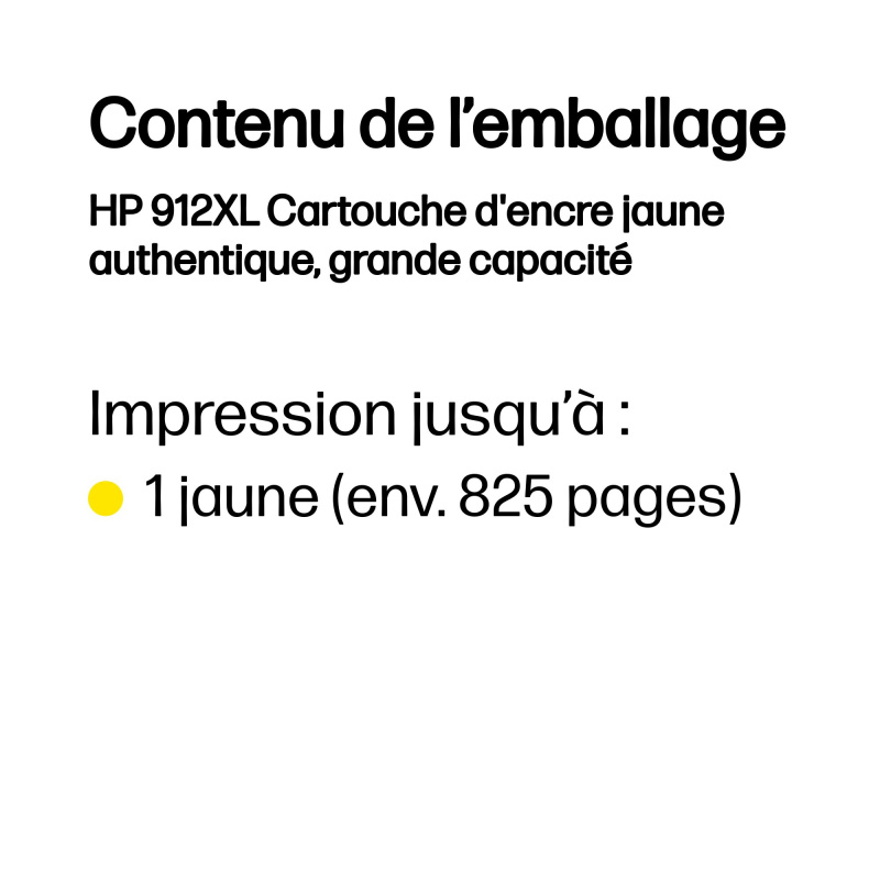 HP 912XL Cartouche d'encre jaune authentique, grande capacité
