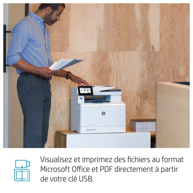 HP Color LaserJet Pro Imprimante multifonction M479dw, Couleur, Imprimante pour Impression, copie, numérisation, e-mail, Impression recto-verso; Numérisation vers e-mail/PDF; Chargeur automatique de documents de 50 feuilles