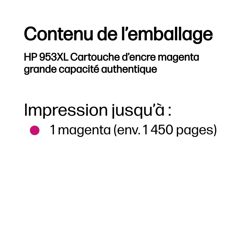 HP 953XL Cartouche d’encre magenta grande capacité authentique