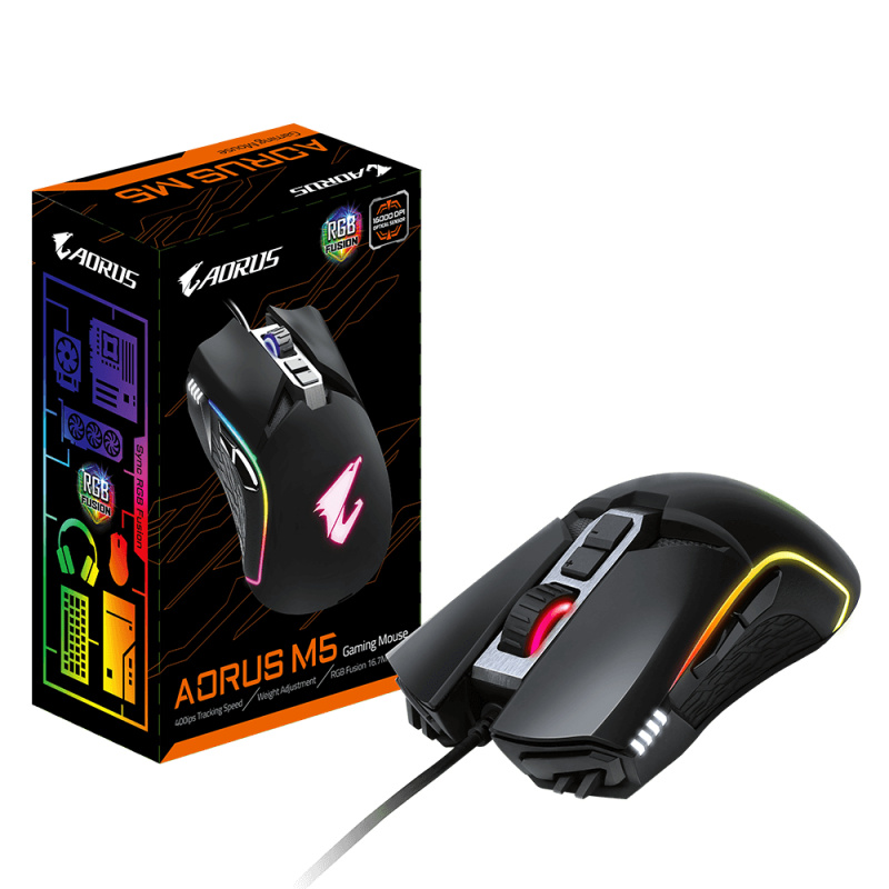 GIGABYTE AORUS M5 souris Jouer Droitier USB Type-A Optique 16000 DPI