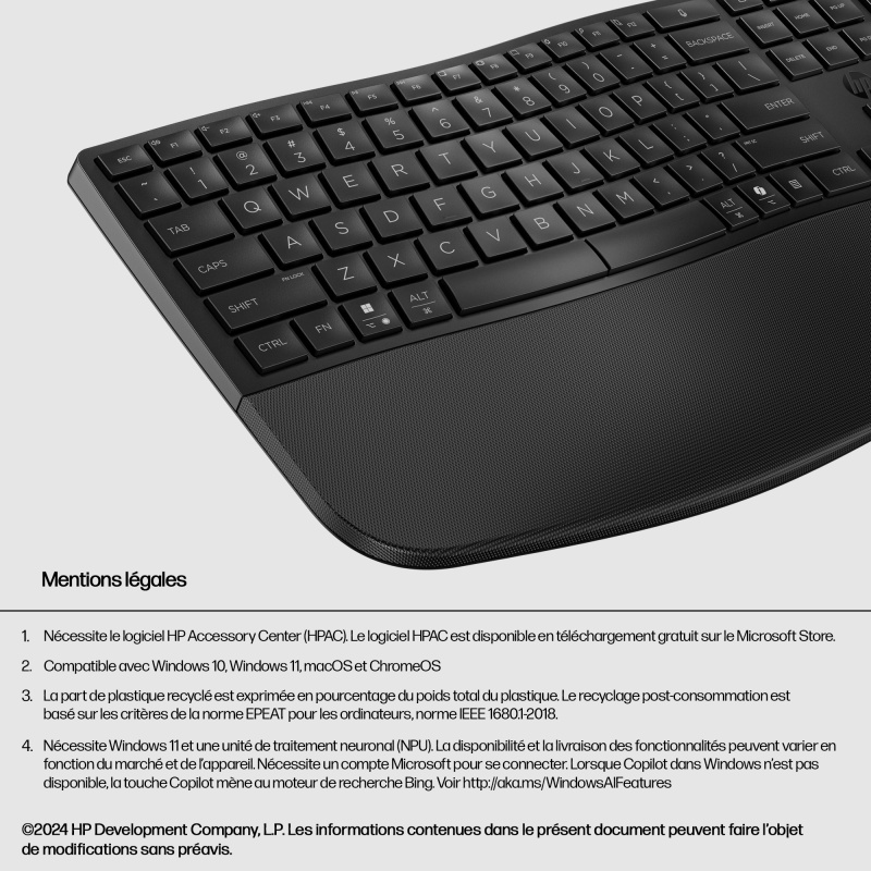 HP STORE 3PL clavier Bureau RF sans fil + Bluetooth Noir