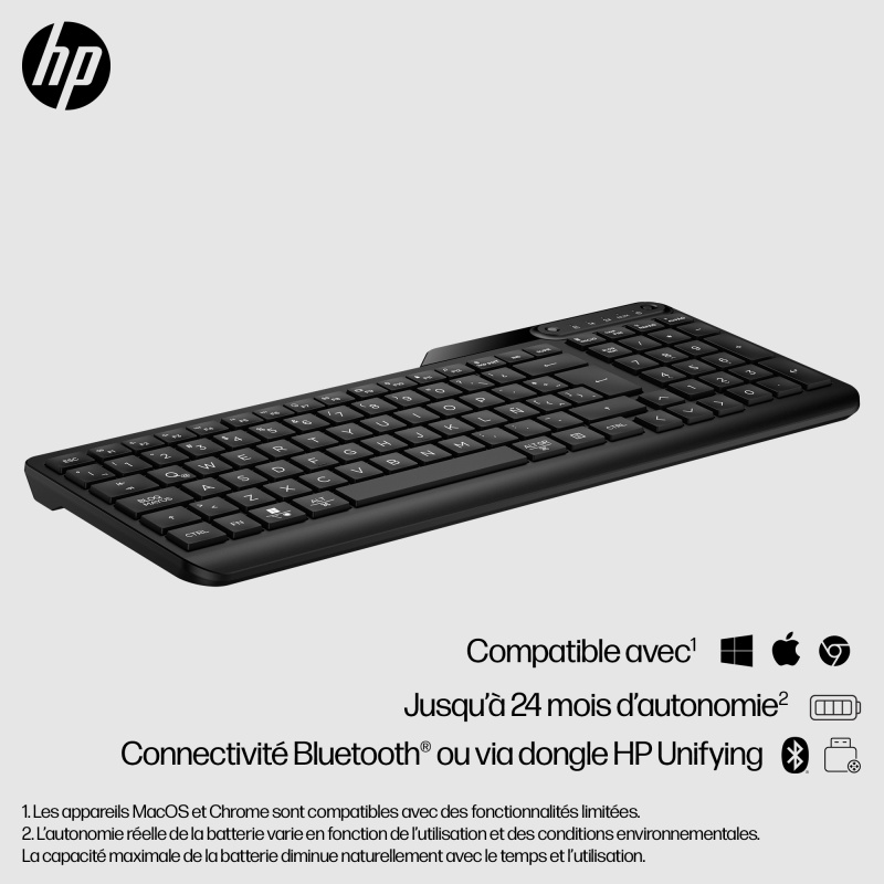 HP INC. clavier Universel RF sans fil + Bluetooth Noir