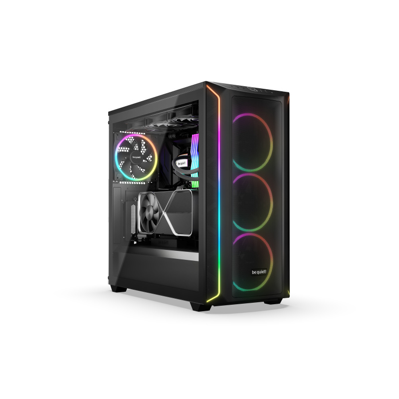 be quiet! Shadow Base 800 Noir | Boîtier PC ARGB vitré, Mini ITX / Micro ATX / ATX / E-ATX, 4 ventilateurs Light Wings PWM 140 mm