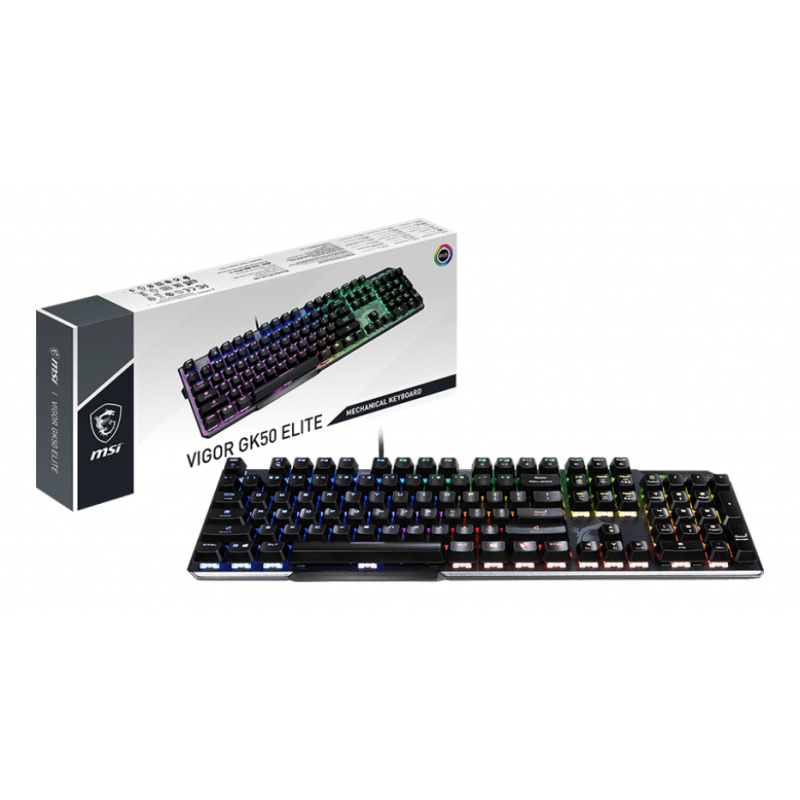 MSI VIGOR GK50 ELITE BOX WHITE clavier Jouer USB AZERTY Français Noir, Métallique