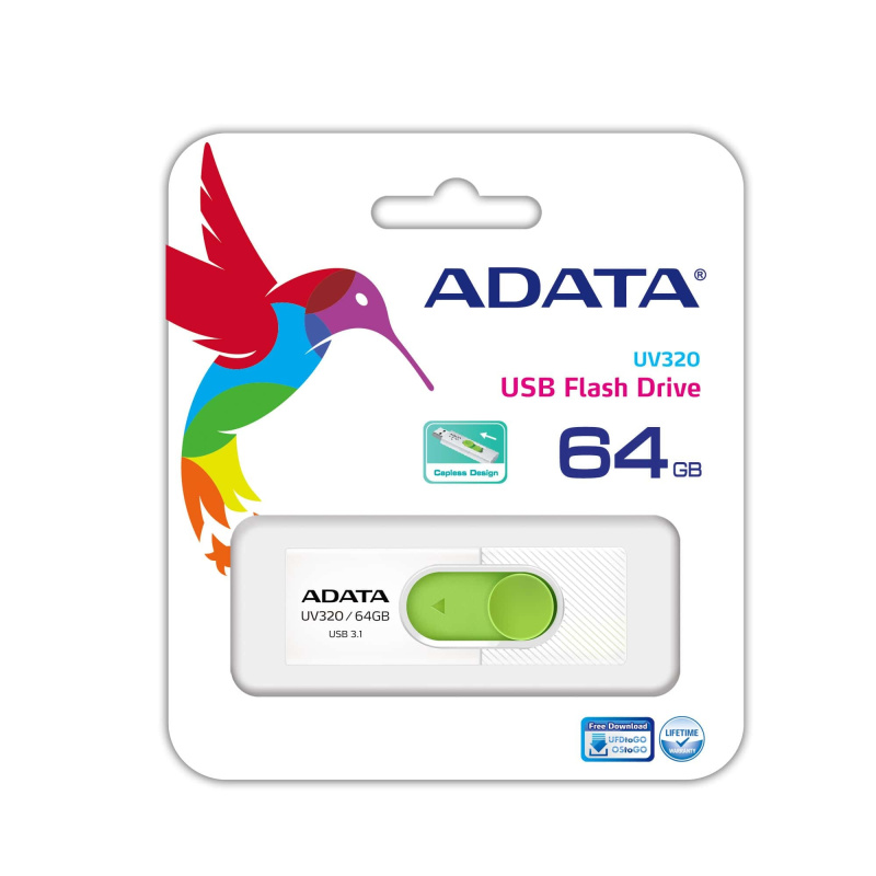 ADATA UV320 lecteur USB flash 64 Go USB Type-A 3.2 Gen 1 (3.1 Gen 1) Vert, Blanc