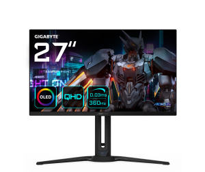 GIGABYTE Écran de jeu AORUS FO27Q3 OLED de 27” - 2560 x 1440 (QHD), 360Hz, 0.03ms, KVM, 250 cd/m², FreeSync Premium Pro, DisplayHDR True Black 400, HDMI 2.1