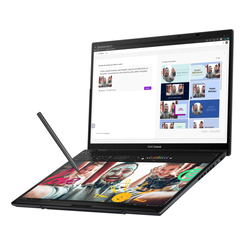 ASUS Zenbook Duo UX8406MA-QL357X Intel Core Ultra 7 155H Hybride (2-en-1) 35,6 cm (14") Écran tactile WUXGA 32 Go LPDDR5x-SDRAM 1 To SSD Wi-Fi 6E (802.11ax) Windows 11 Pro Gris
