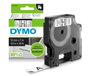 DYMO D1 étiquettes autocollantes authentiques | impression en noir sur fond blanc | 12 mm x 7 m | pour étiqueteuses LabelManager