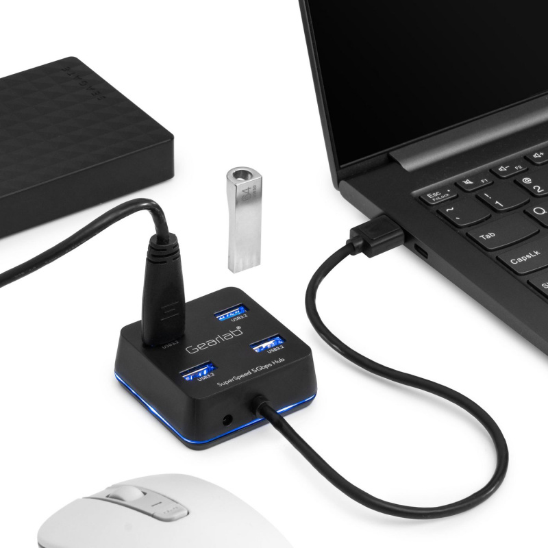 eSTUFF GLB235401 hub & concentrateur USB 3.2 Gen 1 (3.1 Gen 1) Type-A 5000 Mbit/s Noir