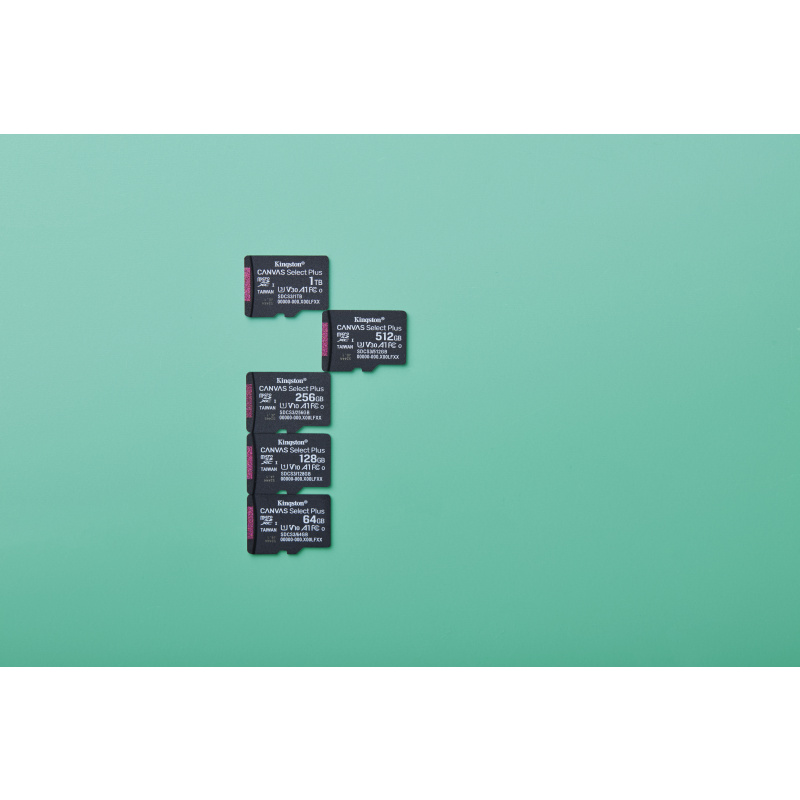 Kingston Technology 64GB microSDXC Canvas Select Plus Gen3 100MB/s A1 (Adaptateur SD inclus)