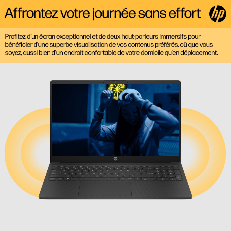 HP 15-fc0150nf AMD Ryzen™ 5 7520U Ordinateur portable 39,6 cm (15.6") Full HD 16 Go LPDDR5-SDRAM 1 To SSD Wi-Fi 6 (802.11ax) Windows 11 Home Argent