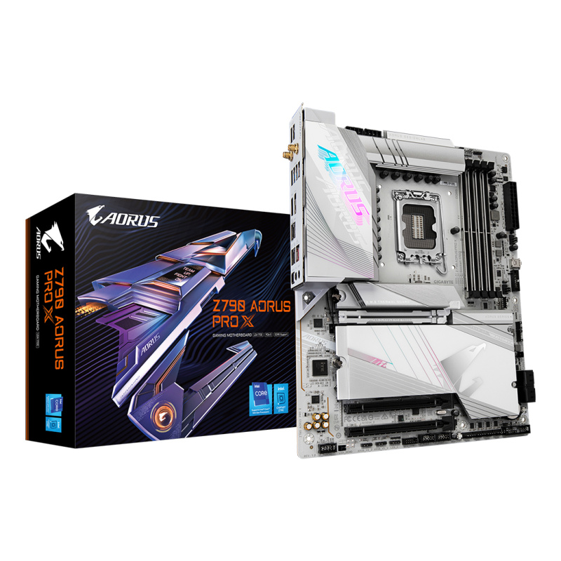GIGABYTE Z790 AORUS PRO X Carte mère - Prend en charge les processeurs Intel de 14e génération, VRM 18+1+2 phases, jusqu'à 8266 MHz DDR5 (OC), 1xPCIe 5.0 + 4xPCIe 4.0 M.2, Wi-Fi 7, LAN 5GbE, USB 3.2 Gen 2x2