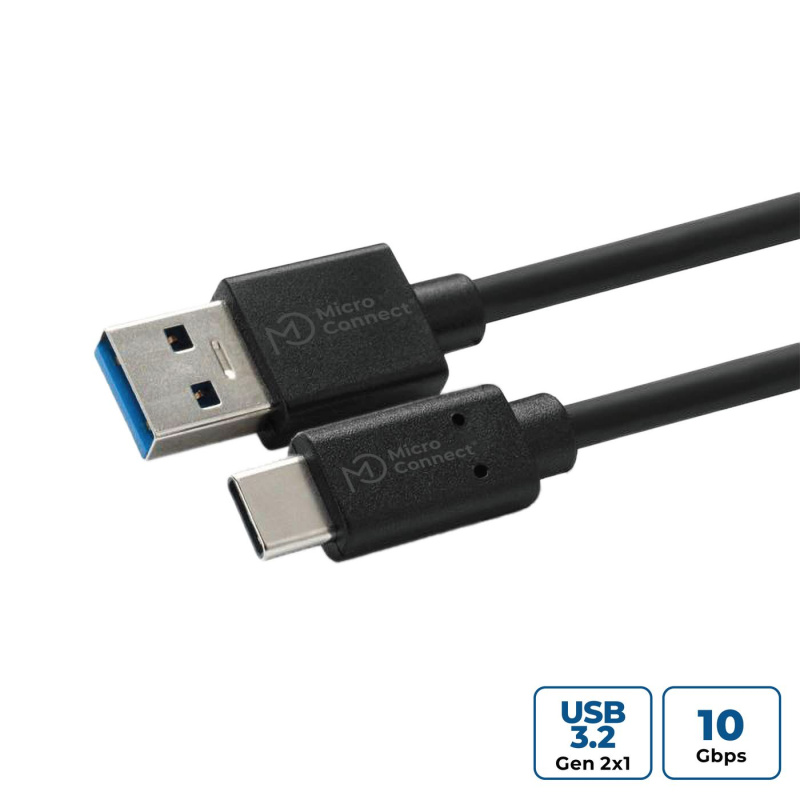 Microconnect USB3.2CA1 câble USB USB 3.2 Gen 2 (3.1 Gen 2) 1 m USB A USB C Noir