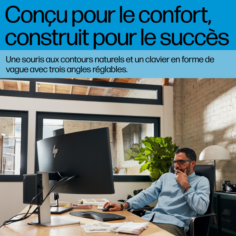 HP STORE 3PL clavier Souris incluse Bureau RF sans fil + Bluetooth Noir