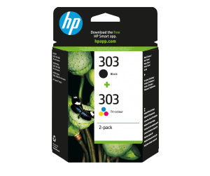HP Pack de 2 cartouches authentiques d'encre noire/trois couleurs 303