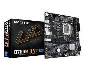 GIGABYTE B760M H V2 Carte Mère - Prend en charge les processeurs Intel Core 14e génération, VRM numérique 5+1+1 phases, jusqu’à 8000MHz DDR5 (O.C.), 1xPCIe 4.0 M.2, LAN 1GbE, USB 3.2 Gen1