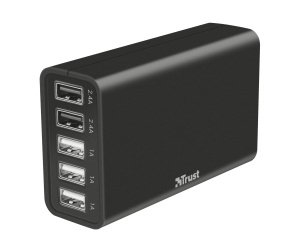 Trust 5-Port USB Fast Charger Smartphone, Tablette, Universel Noir Secteur Intérieure
